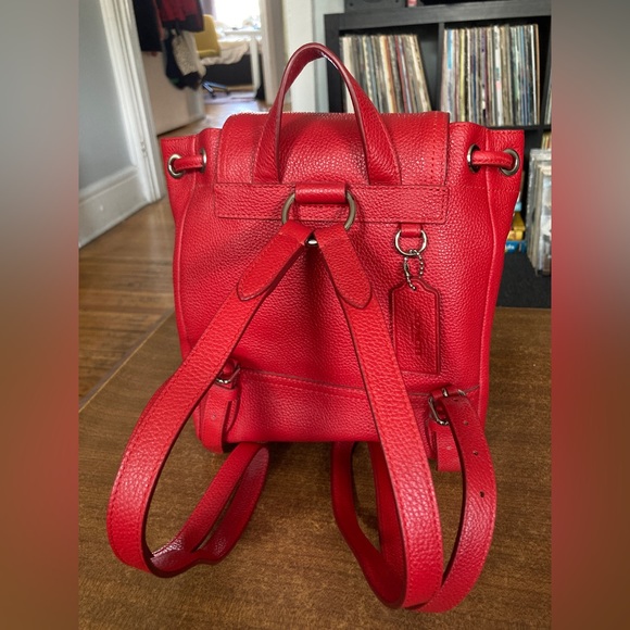 Coach mini backpack, red leather - Picture 3 of 8